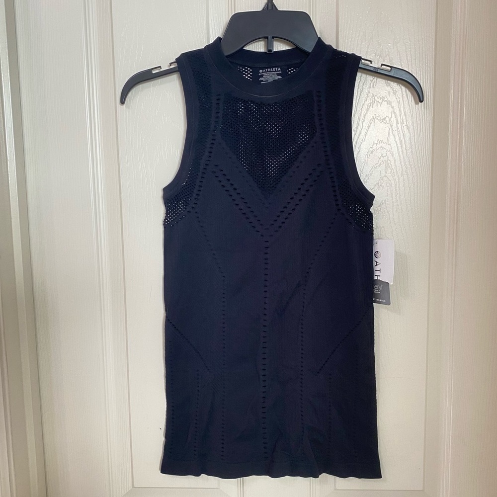 Athleta New Size XS Black Chafe Free Seemless Oxygen Workout Gym Tank Activewear - Picture 3 of 8